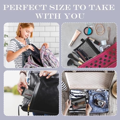 NVGVUP 7 Pack Small Mesh Mini Zipper Toiletry Makeup Bags, Black — view 6