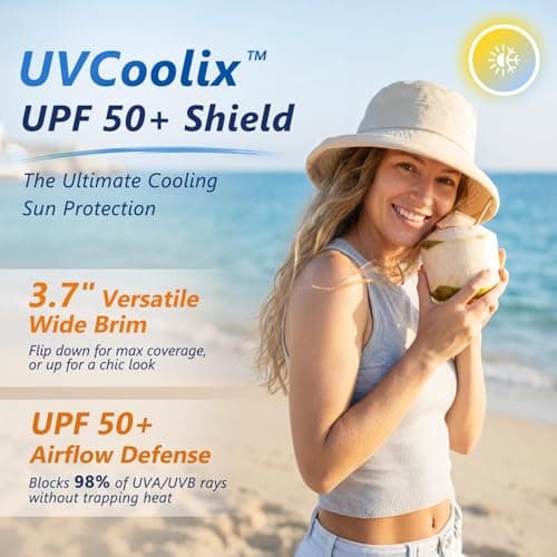 TOP-EX Sun Hat Women Wide Brim SPF 50 UV Protection with Chin Strap Packable Bucket Hat for Travel Beach Outdoor Summer Waterproof Lightweight Gardening H iking Fishing Camping Beige L/XL — view 2
