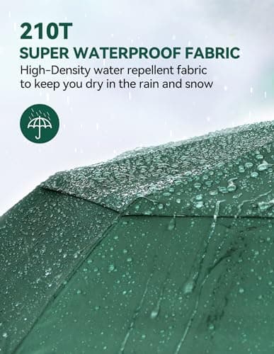 TECKNET Umbrella Windproof Strong Real Wood Handle Auto Open Close Vented Double Canopy - Portable Compact Folding Travel Umbrella, Strong Fiberglass Frame for Men and Women — view 5