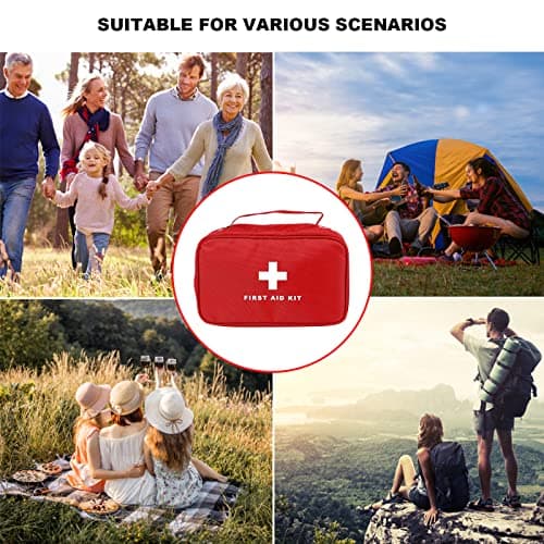AOUTACC 6Pcs First Aid Bag Empty, Waterproof Durable First Aid Kit Bag Empty with Zippered,First Responder Storage Medicine Emergency Bag for Home Office Kitchen Outdoor Travel Activities-Red — view 5