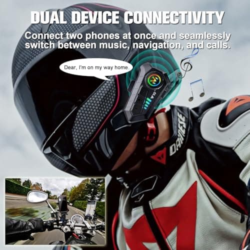 Motorcycle Intercom Helmet Bluetooth 5.3 Headset With Mic IPX6 Waterproof — view 4