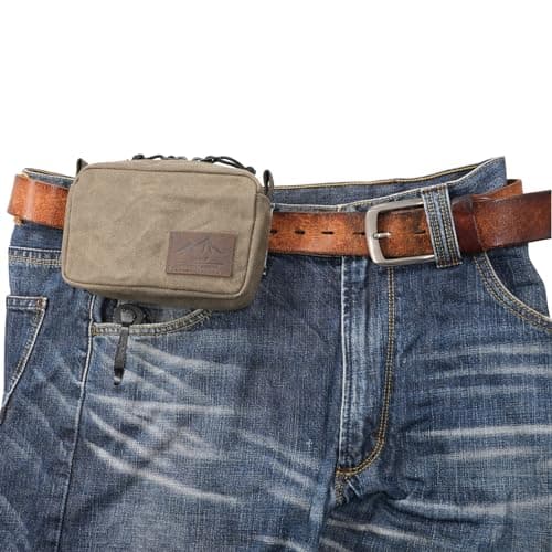 diodrio Belt Pouch for Men Women YKK Zippers EDC Pouch, Belt Bag Waist Pack for Traveling, Hiking, Outdoors, Water Resistant, Heavy Duty Waxed Canvas, Olive, Medium, Olive, S, Outdoors, Travel, Hiking