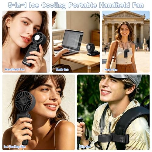 Handheld Portable Turbo Fan with Ice Cooling, Foldable Clip on fan(Black) — view 5