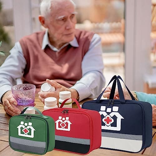 Uposao First Aid Bag Empty Small Medical Kit Pouch Portable Travel Emergency Pouch Mini Medical Bag, Drug Pack Storage Bag Empty Medication Travel Carrying Case for Car Home Camping Office Workplace — view 4
