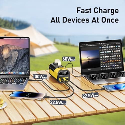 Power Bank 70000mAh 100W Fast Charging for Laptop, PowerBank with Built-in Retractable Cable, Battery Pack USB C Portable Charger for Travel, Compatible with iPhone Sumsang Tablets Phones etc (yellow) — view 3