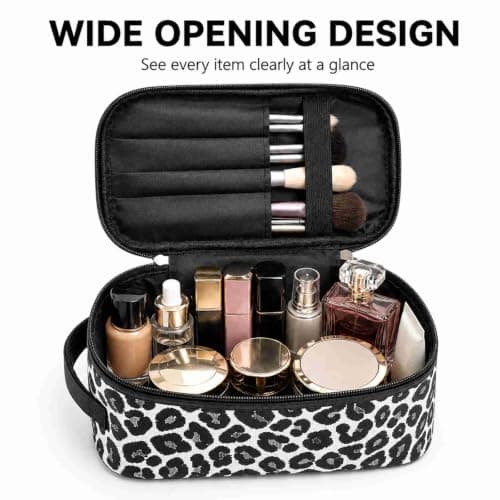 Large Leopard Print Makeup Bag with Brush Organiser, Travel Cosmetics Bag — view 4