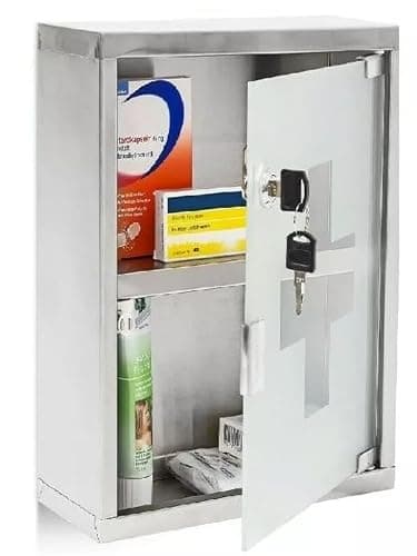 PaulStore Lockable Medicine Cabinet Box - Wall Mounted Stainless Steel First Aid Kit Storage Organizer - Secure Emergency Medical Case for Business, School, and Garage — view 6