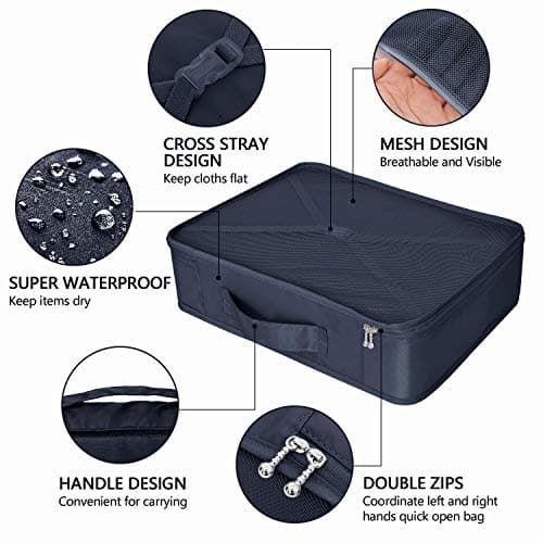 BETLLEMORY Packing Cubes 8 Sets Travel Luggage Organizers with Waterproof Shoe Storage Bag Compression Pouches(Navy Blue) — view 2