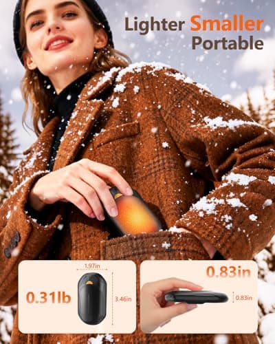 BOSONER Electric Hand Warmers Rechargeable: 2 Pack 6000mAh USB Hand Warmer Reusable Portable Pocket Heater 3 Heating Modes Rechargeable Hand Warmer - Tech Gifts for Men Women Raynauds Camping — view 5
