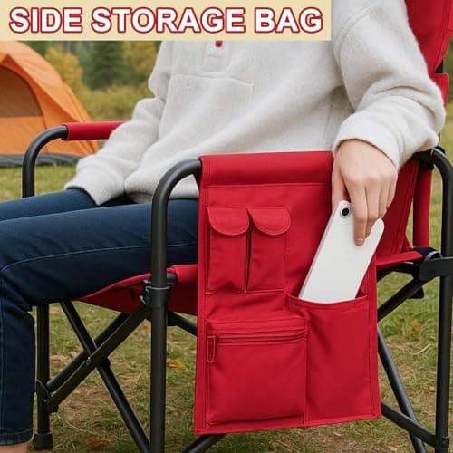 Bonnlo Camping Chairs for Adults Heavy Duty, Folding Directors Chair (2pc) — view 4