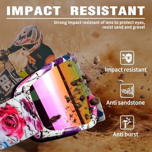 SPOSUNE Ski & Snow Goggles - Windproof, Anti-Fog, UV Protection for Men & Women | Dirt Bike, Motorcycle, ATV, Off-Road, OTG — view 4