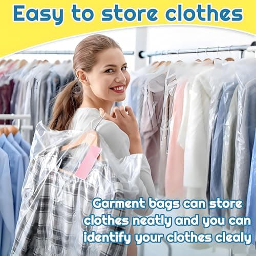 Plastic Clothes Covers, Clear Clothes Bags Hanging,Dress Bag,Garment Bags,Dust-proof Garment Protector Covers for Clothes Shirt Suit Jacket Suit Sweater (10pcs-60 * 150cm) — view 5