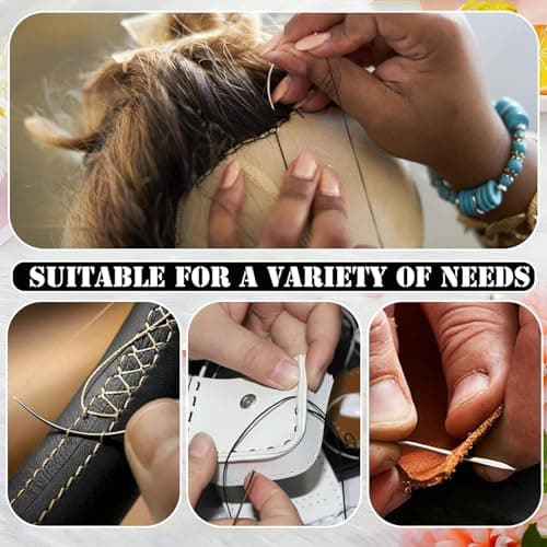 Denipry Leather Waxed Thread, Hand Sewing Kit with 7pcs Sewing Needles and 3 Threads, Leather Repair Sewing Thread Kit for Bookbinding, Shoe Carpet, Canvas Repairing Craft DIY — view 5