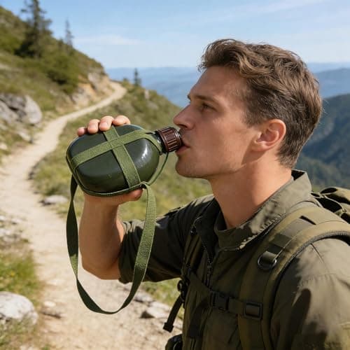 Military Canteen Water Bottle, 1L or 3L Aluminum Water Flask with Shoulder Strap, Leak Proof Food Grade Coating, Outdoor Camping Hiking Gear (3L) — view 3