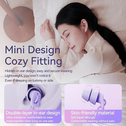 Uforest Sleep Earbuds Headphone,Noise Isolating Wired Ear Plugs Sleep Headphones with Unique Total Soft Silicone, for Insomnia, Side Sleeper, Snoring, Air Travel, Meditation Black — view 5