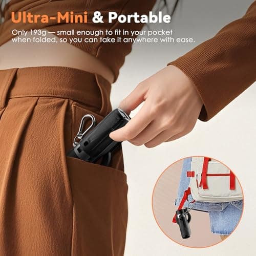 CloudValley Mini Selfie Stick Tripod with 2 Fill Lights, 4 in 1 Pocket Phone Tripod with 360° Rotation, Detachable Bluetooth Remote Control, Foldable Handle Grip, Compatible with iPhone/Android — view 6