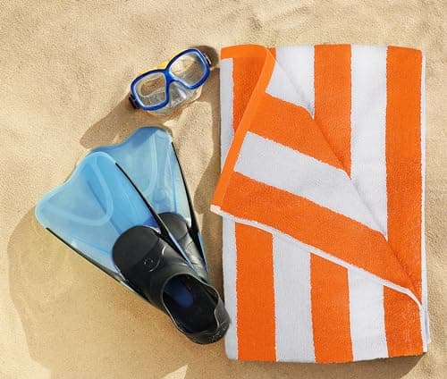 Utopia Towels Cabana Beach Towels 76x152cm, 4 Pack, Cotton, Striped, Orange — view 6