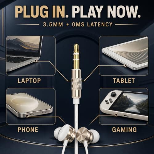 Betron BS10 Earphones Wired In-Ear Headphones, Gold — view 5