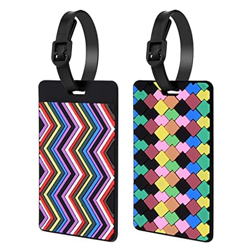 Vicloon Luggage Tags, 2Pcs Silicone Luggage Tags for Suitcases, Colorful Travel Tags with Name ID Card, Luggage Tag Travel Suitcase Baggage Handbag Tag Labels Tag, Travel ID Bag Tag