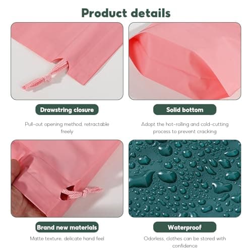 Travel Storage Waterproof Drawstring Bags, 24PCS Waterproof Drawstring Bags, Portable Non-Woven Shoe Packing Clothes Bag, Storage Sack for Gym Sport Swim(8 Colors) — view 3