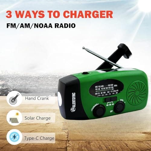 5000mAh Wind Up Solar Radio, Emergency Crank Weather Radio, FM/AM Radios — view 5