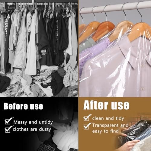10Pcs Dry Cleaner Bags Plastic Clear Dress Bag 60x180 cm Long Dry Cleaning Bag for Clothes, Plastic Garment Bags for Hanging Clothes, Long Dresses, Suits, Gowns, Dance Costumes — view 4
