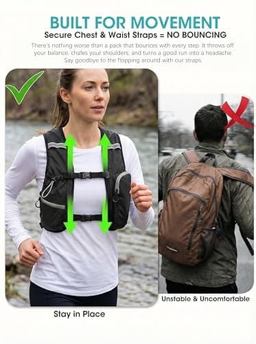 Foldable Small Hiking Backpack with 3 Strap Pockets – Lightweight 300D Spill-proof Daypack for Men Women – Packable Small Travel Backpack with Chest Strap & Trekking Pole Holder – Durable Outdoor Bag — view 3