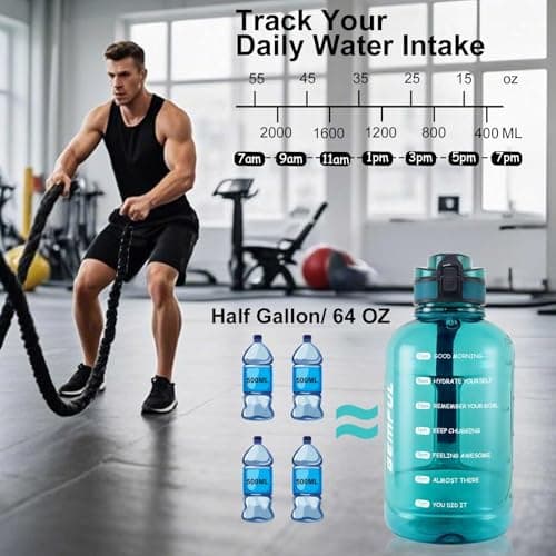 GEMFUL 2L Motivational Water Bottle Time Marker Jug for Gym — view 2