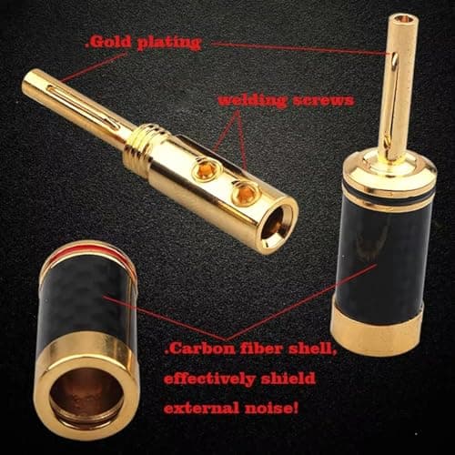 Aundhegrtt Copper Carbon Fiber Banana Plug HiFi for Amplifier Speaker Cable Connector 4pcs Audiophile Audio Adapter for Amplifier — view 2