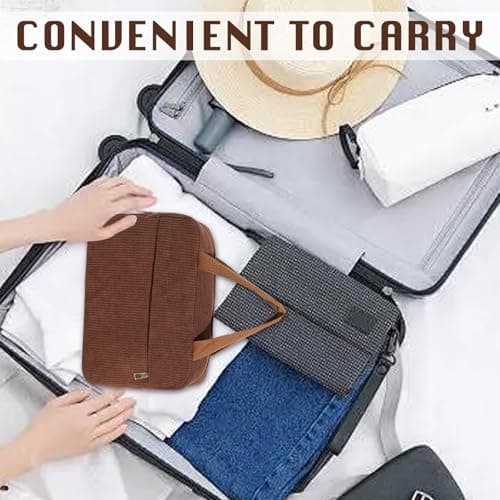 KASESSS Large Makeup Bag Organizer, Travel Bags, Corduroy Toiletry Bag with 2 Compartments, Travel Makeup Bags with Two Mesh Layers with Handle for Men Women, Travels Essentials Cosmetic Storage — view 6