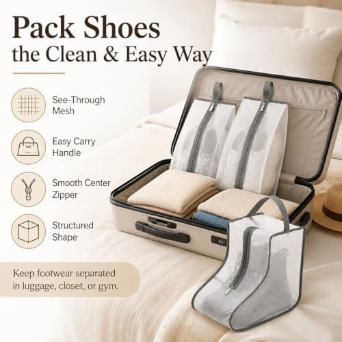 4-Piece Shoe Storage Bag Set for Travel, Trainers and Ankle Boots — view 4