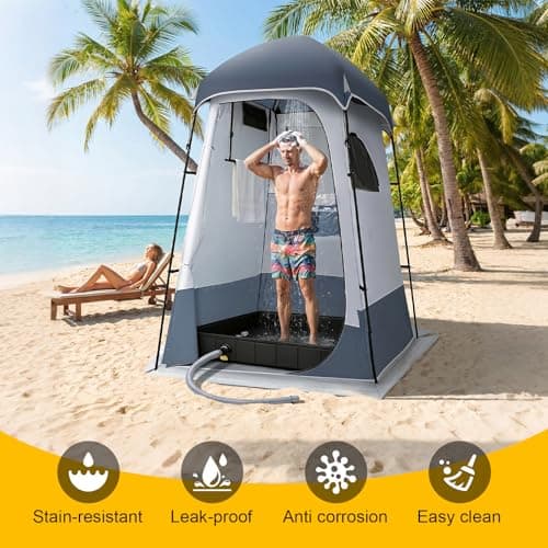 YedZen Foldable Camping Shower Tray, 2 Drain Holes, 1M Drain Pipe＆Anti-Slip — view 3