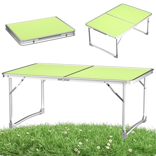 2ft Folding Table Heavy Duty Camping Table, for Lap Standing Desk, Portable Picnic Tables with Carry Handle, with Load Capacity for Outdoor Camping, Indoor Office Use, L60 x W40 x H26 cm, Green