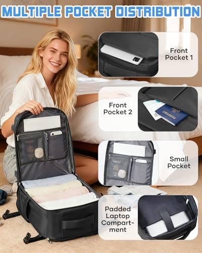 suradar Ryanair Cabin Bags 40x30x20 Underseat Travel Backpack WizzAir Black — view 3