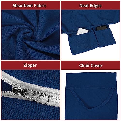 Vinsani Sun Lounger Beach Towel with Pockets, Soft & Quick Dry, Navy Blue — view 5
