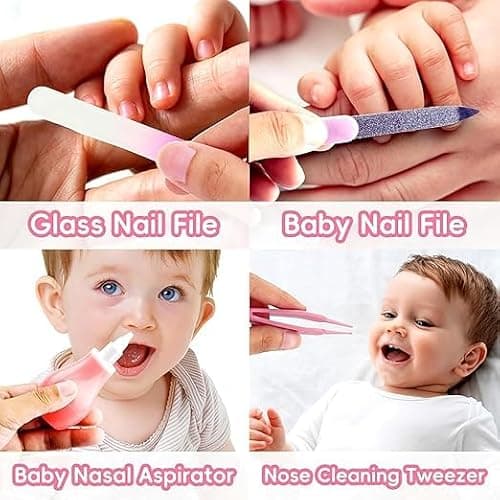 Baby Healthcare and Grooming Kit Nursery Care Kit, Newborn Safety Health Care Set with Hair Brush,Comb,Nail Clippers and More for Newborn Infant Toddlers Baby Boys (Pink) — view 4
