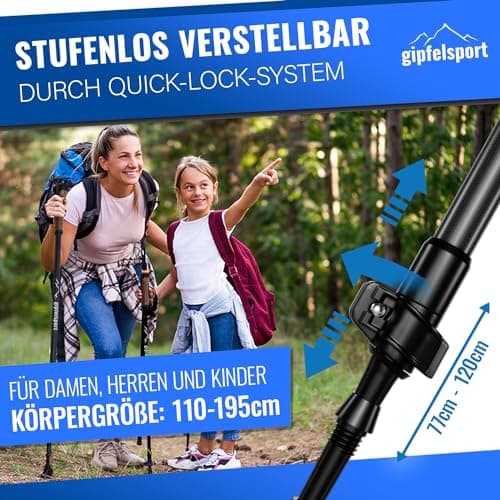 Carbon Nordic Walking poles – pair with bag I Walking poles for men and women, adjustable | Telescopic poles with attachments, rubber buffer I + free eBook — view 4
