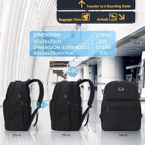Cabin Pro 'Stride' 45x36x20 cm easyJet Cabin Bag Underseat Backpack for Travelling TSA Approved Lock Expandable Backpack - Carry On Luggage For easyJet, Ryanair, BA, Jet2 & Many More! — view 6