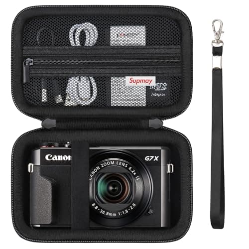 Supmay Hard Travel Case for Canon Powershot G7 X Mark II/ G7 X Mark III Digital Camera, Protective Storage Bag with Zipper Mesh Pocket for Battery Pack, Charging Cable and Other Accessories, Black