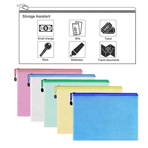 20 Pack A4 Zip Mesh File Document Filing Folder Wallet Bag Bulk, Waterproof Office School Plastic Files Storage Holder Case, Transparent Travel Organizer Pouch Bags with Zipper — view 3
