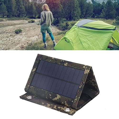 10W Portable Solar Charger, Small Foldable Solar Panel,High Conversion, IP65 for Travel, Camping, Emergency Power Supply - Dual USB Output (Camouflage) — view 5