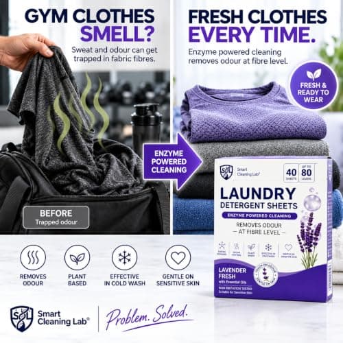 Smart Cleaning Lab® Laundry Detergent Sheets, 40 Sheets Up to 80 Loads, Enzyme Powered Odour Removal at Fibre Level, Effective in Cold Wash, Sensitive Skin Tested, Lavender Fresh. — view 2