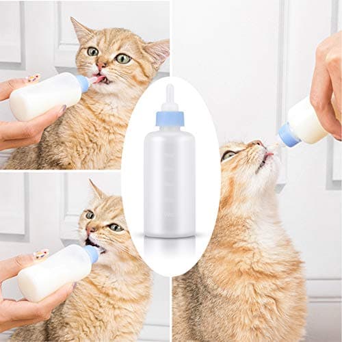 KroY PecoeD Pet Feeding Kit - Milk Bottle Set for Kitten & Puppy, 50ml, With Replacement Nipples & Cleaning Brushes — view 5