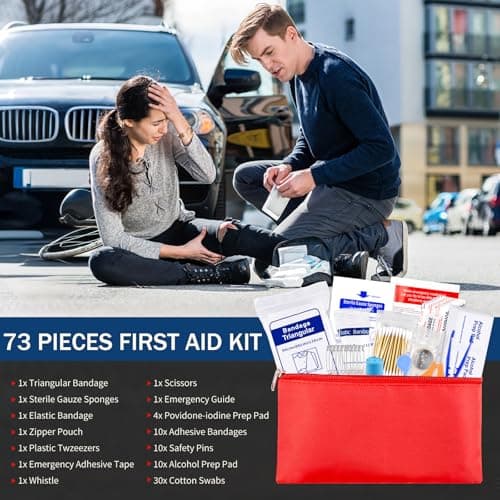 XOOL Car Emergency Kit with Jumper Cables, First Aid Kit, Tow Strap & Tool Set – 88PCS Roadside Safety Kit for Cars, Trucks & SUVs — view 6