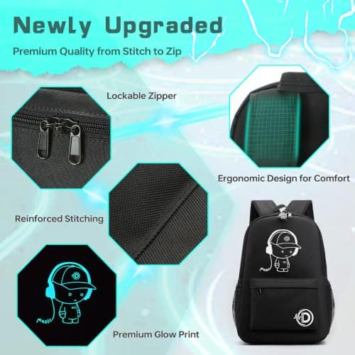 Dracarys Luminous Laptop Backpack, Work Bag, Classic Backpack, Black — view 5