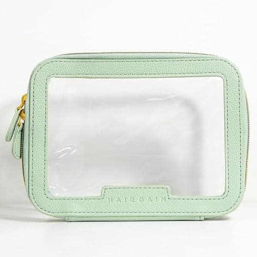 Hair Gain Cosmetics Bag | Travel Makeup and Toiletry Organizer | Large, Transparent, Portable, Waterproof | Vanity Case for Women and Girls - Mint Green — view 5