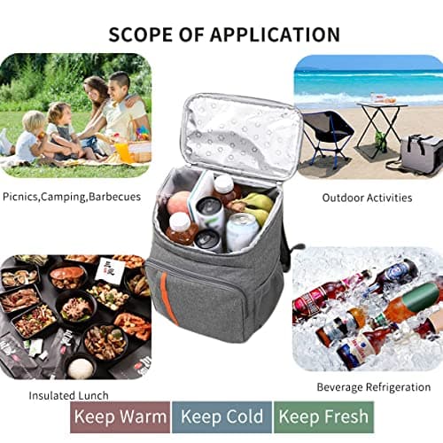 Skexiod Cooler Backpack Insulated Lunch Bag 18L Large Capacity Waterproof Picnic Backpack Womens Mens Hot/Cold Freezer Bags Food Container for Travel/Hiking/Beach/School/Camping/BBQ — view 2