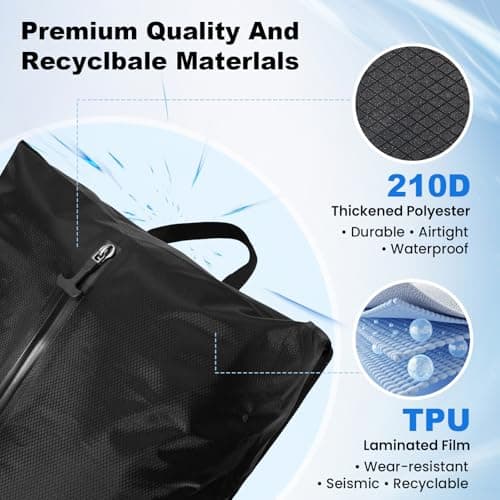 BREEZENEST 33L Vacuum Compression Bags for Travel – Reusable Space Saver Storage Bags with IP67 Waterproof Zipper, Clothing & Wardrobe Organizer for Home, Backpack & Suitcase Storage (33L BAG*2+pump) — view 3