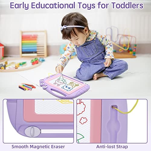 AiTuiTui Magnetic Drawing Board Travel Size, Erasable Doodle Sketching Writing Board Pad Travel Games for Kids in Car, Early Education Learning Skill Development Toys for Girls Age 3 4 5 Year Old — view 3