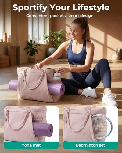 bagsmart Yoga Mat Bag, 23L Large Gym Bag, Durable Sport Tote Bag for women, Beach Tote Handbag, Pilates Bag for Gym Work Office Travel — view 2
